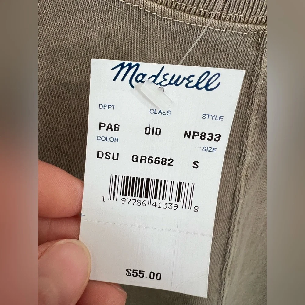 Madewell Wide Long Sleeve Grey/Taupe Top • Size S • NWT - Picture 5 of 6